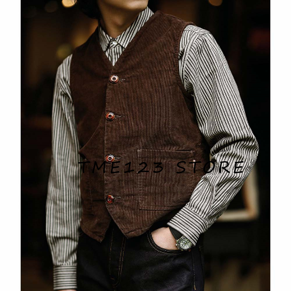 Women Formal Wear Vest - Men's Corduroy Single Breasted V-Neck Vest