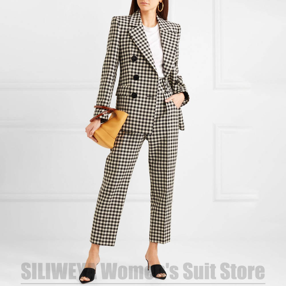 Women Formal Wear Black And White - Women's Black White Gingham Two Piece