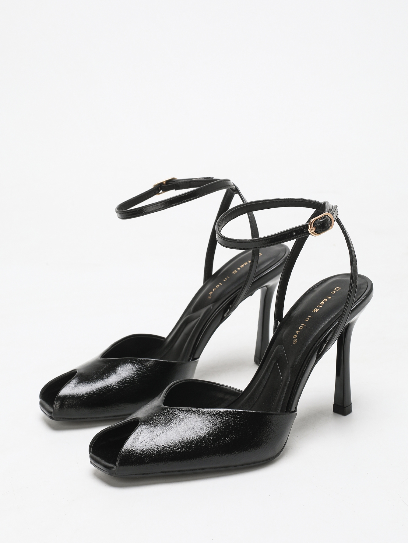Chic Square-Toe Leather Peep-T - Women'S Work Fashion ulasan dan harga