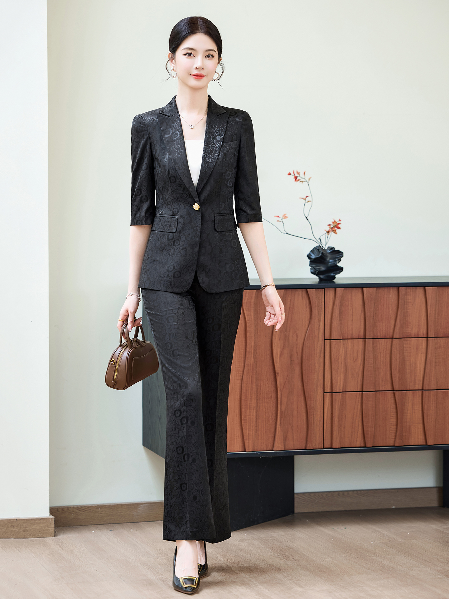 Fashion Apricot Half Sleeve Pr - Women'S Formal Wear Suits ulasan dan harga