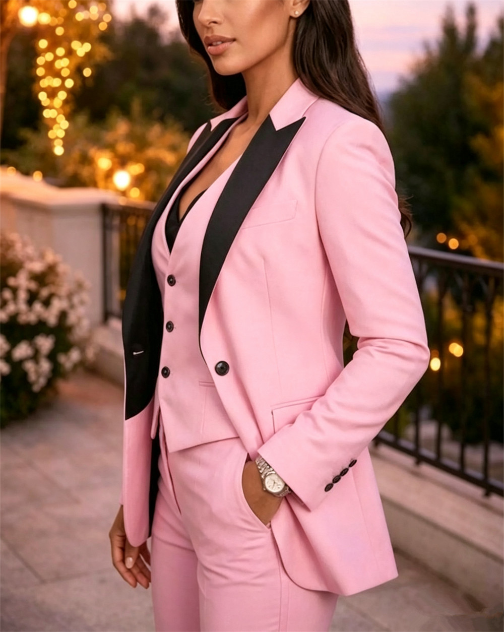 Pink Elegant Women's Suits 3 P - Women Formal Wear Vest ulasan dan harga
