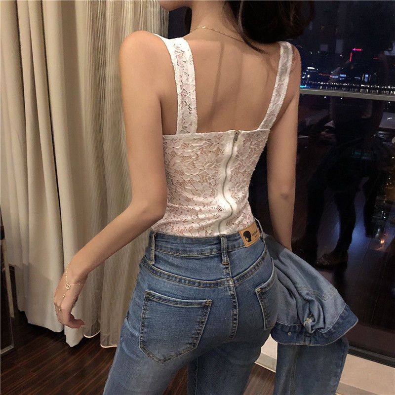 Lace Lace Zipper Suspender Ves - Women Formal Wear Vest ulasan dan harga