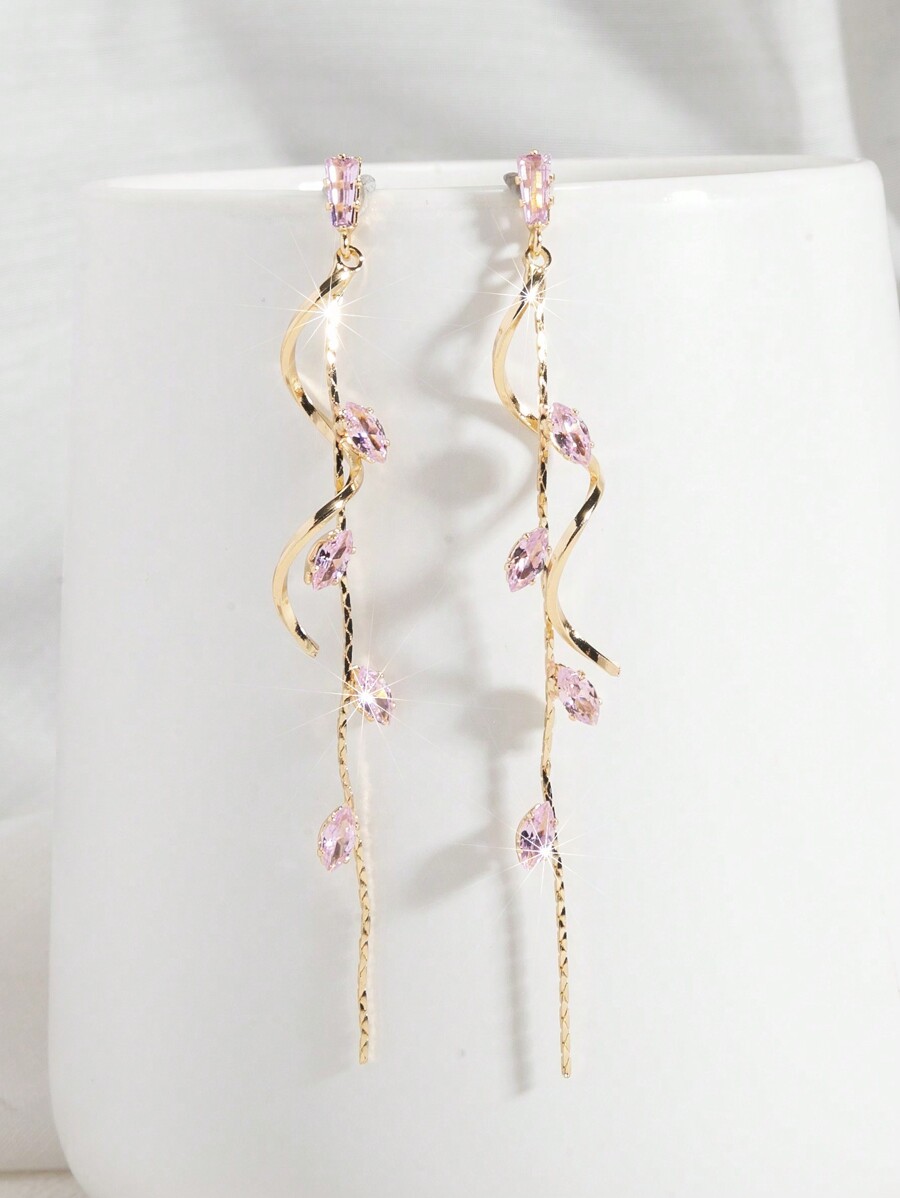 Elegant Pink Crystal Vine Drop - Women Formal Event Wear ulasan dan harga