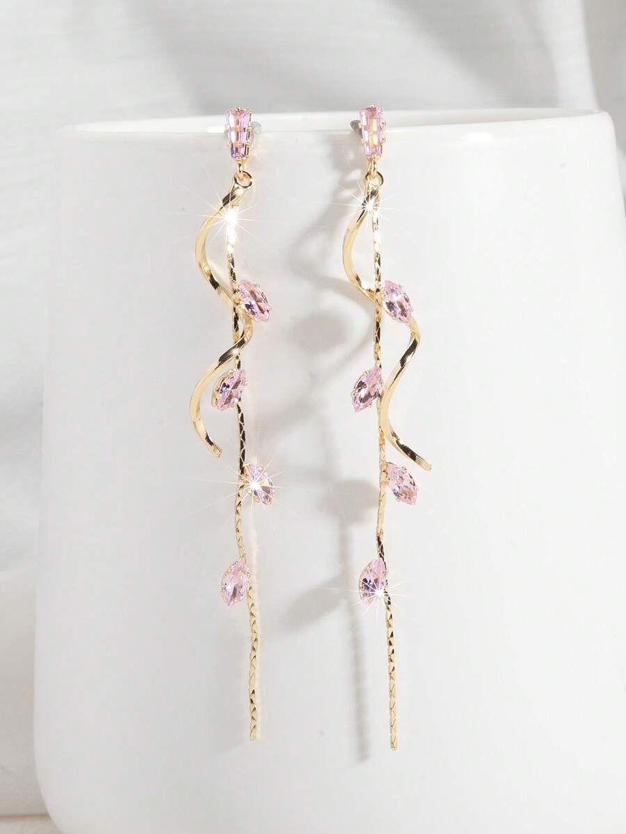 Elegant Pink Crystal Vine Drop - Women Formal Event Wear ulasan dan harga