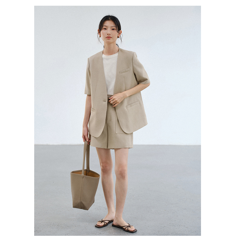 Solid Color 100% Natural Linen - Women Formal Wear Blazers ulasan dan harga