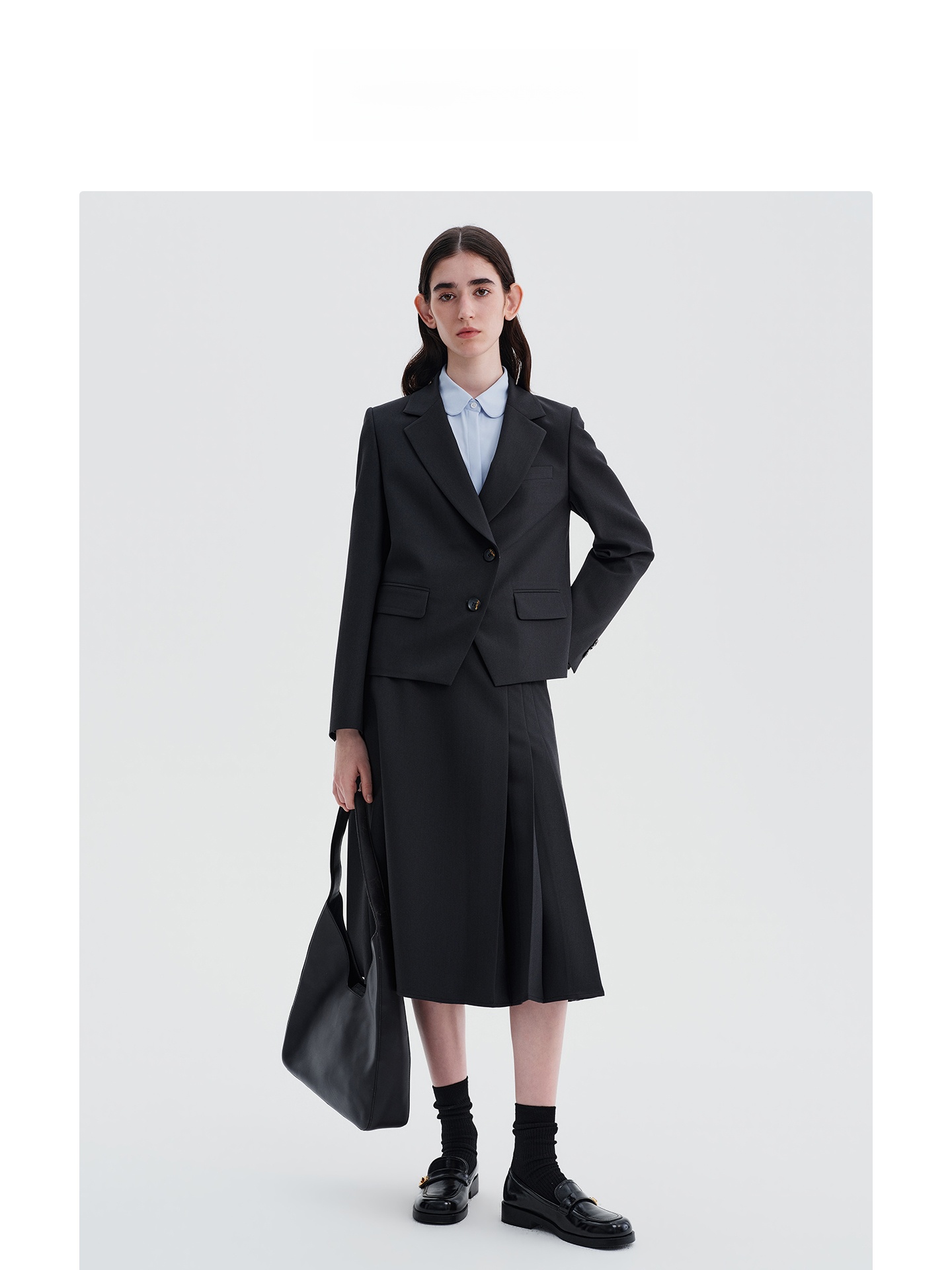 Deep ey Suit Jaet And f Pleate - Women Formal Wear For Interview ulasan dan harga