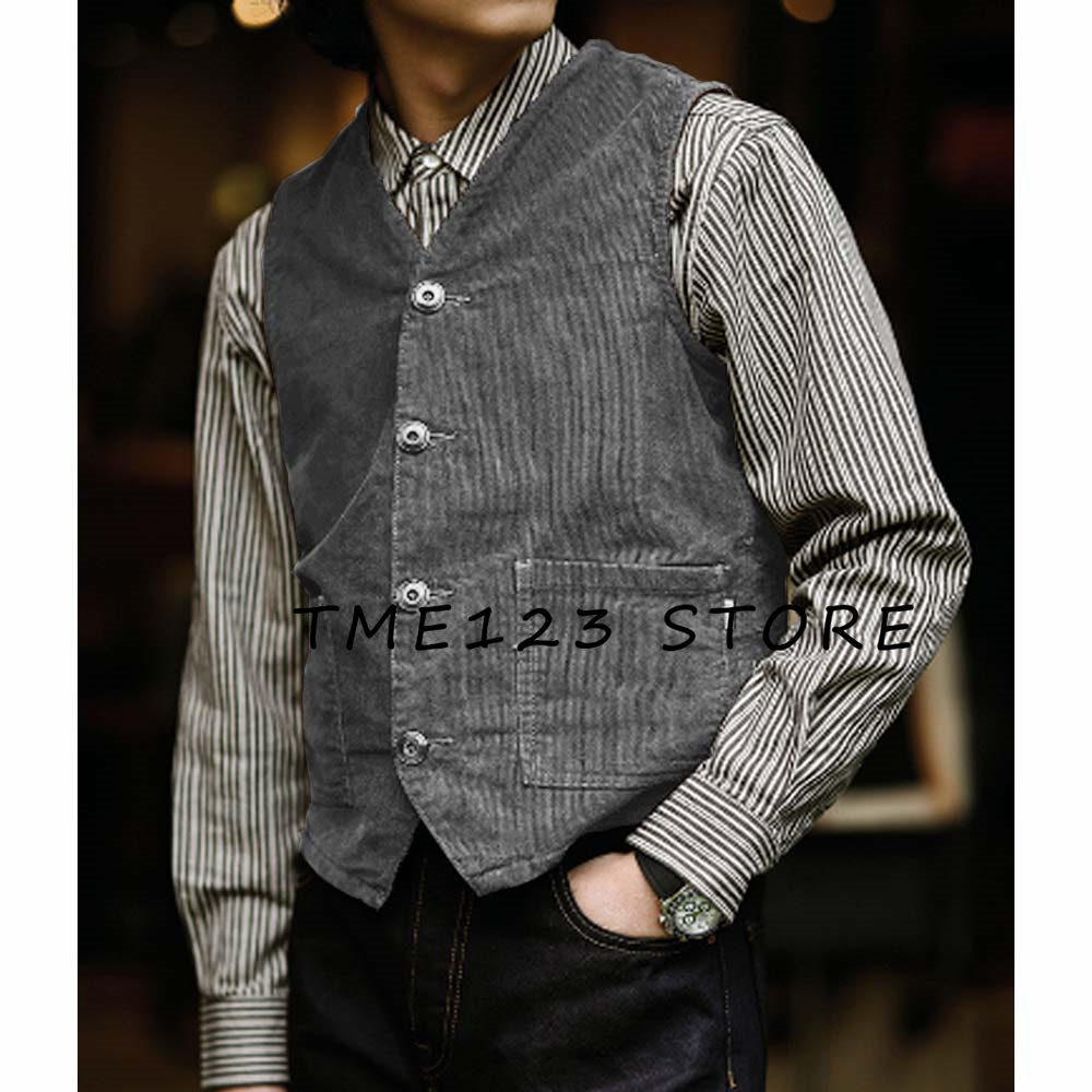 Men's Corduroy Single Breasted - Women Formal Wear Vest ulasan dan harga