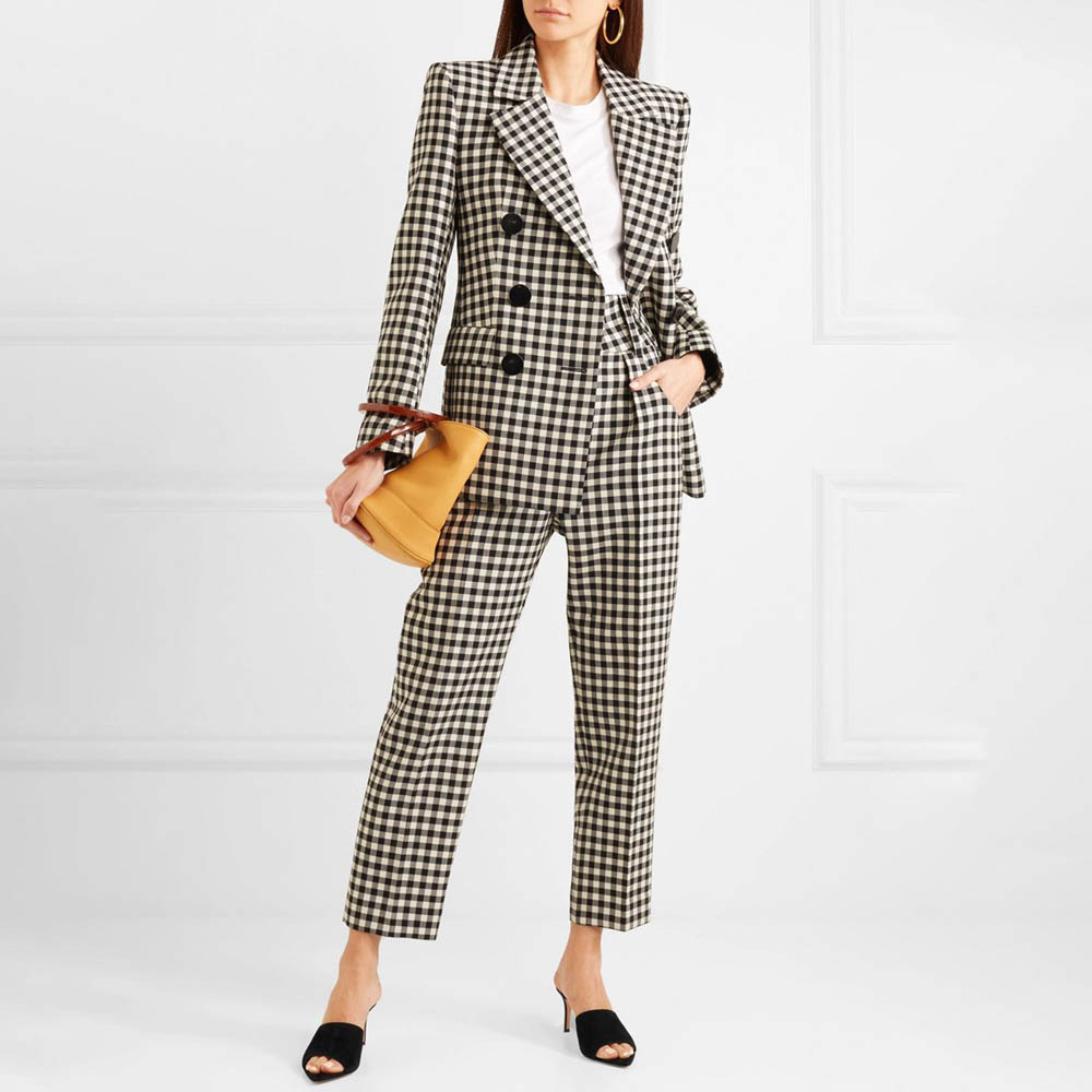 Women's Black White Gingham Tw - Women Formal Wear Black And White ulasan dan harga