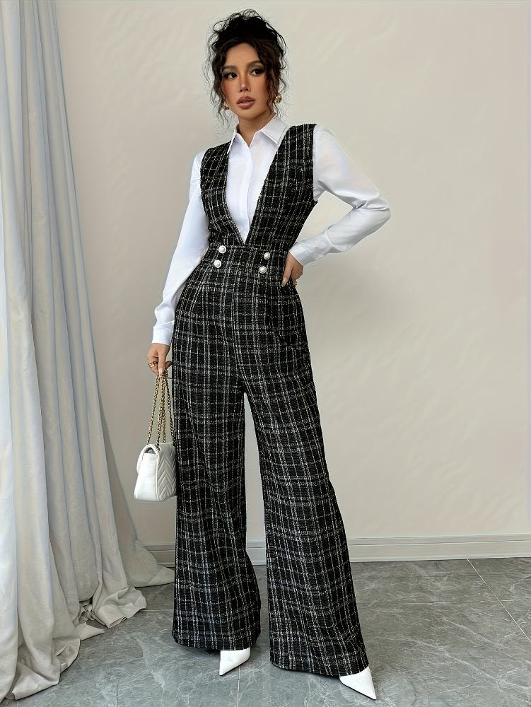 Women High Waist Wide Leg Plai - Women Formal Wear Vest ulasan dan harga