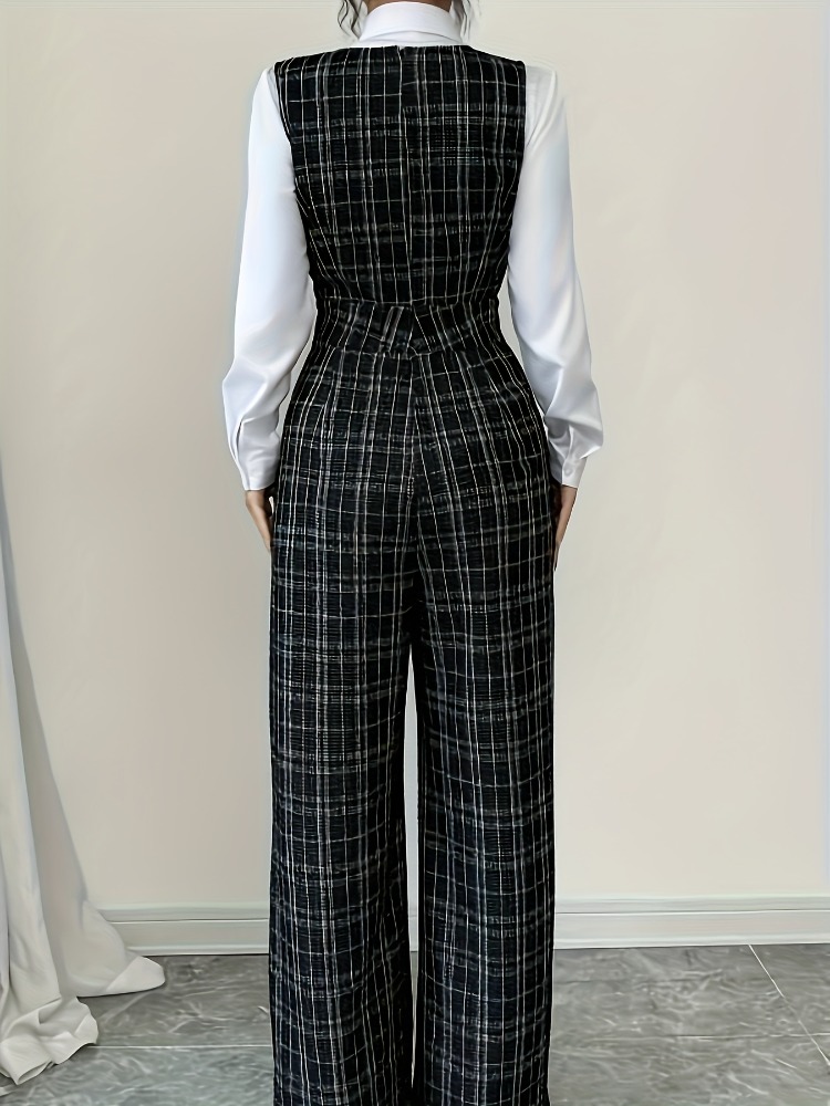 Women High Waist Wide Leg Plai - Women Formal Wear Vest ulasan dan harga