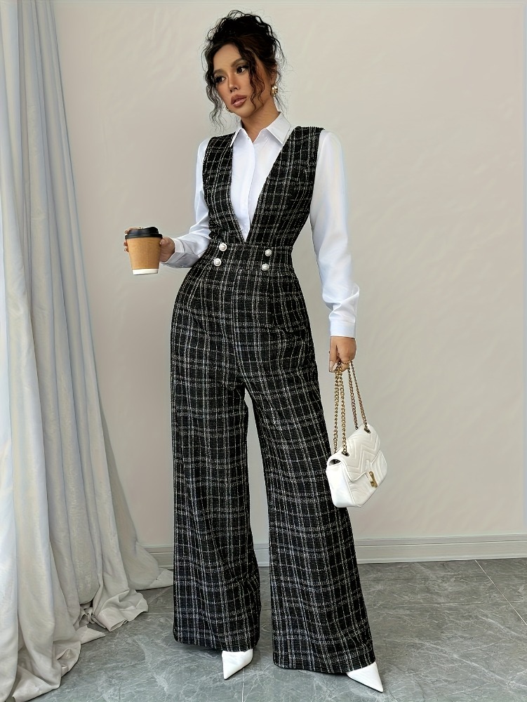 Women High Waist Wide Leg Plai - Women Formal Wear Vest ulasan dan harga