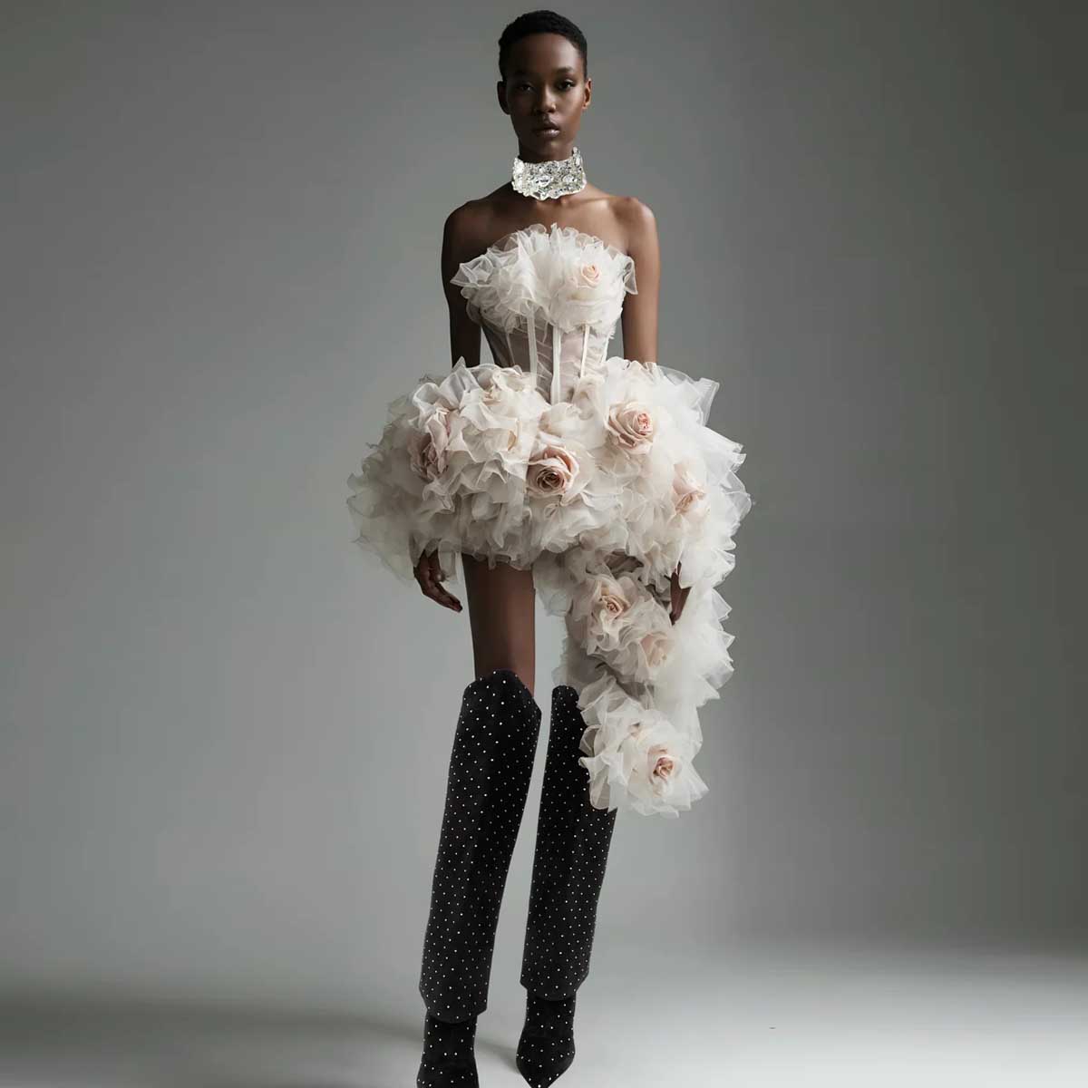Gothic Asymmetrical Floral Sho - Women Formal Event Wear ulasan dan harga