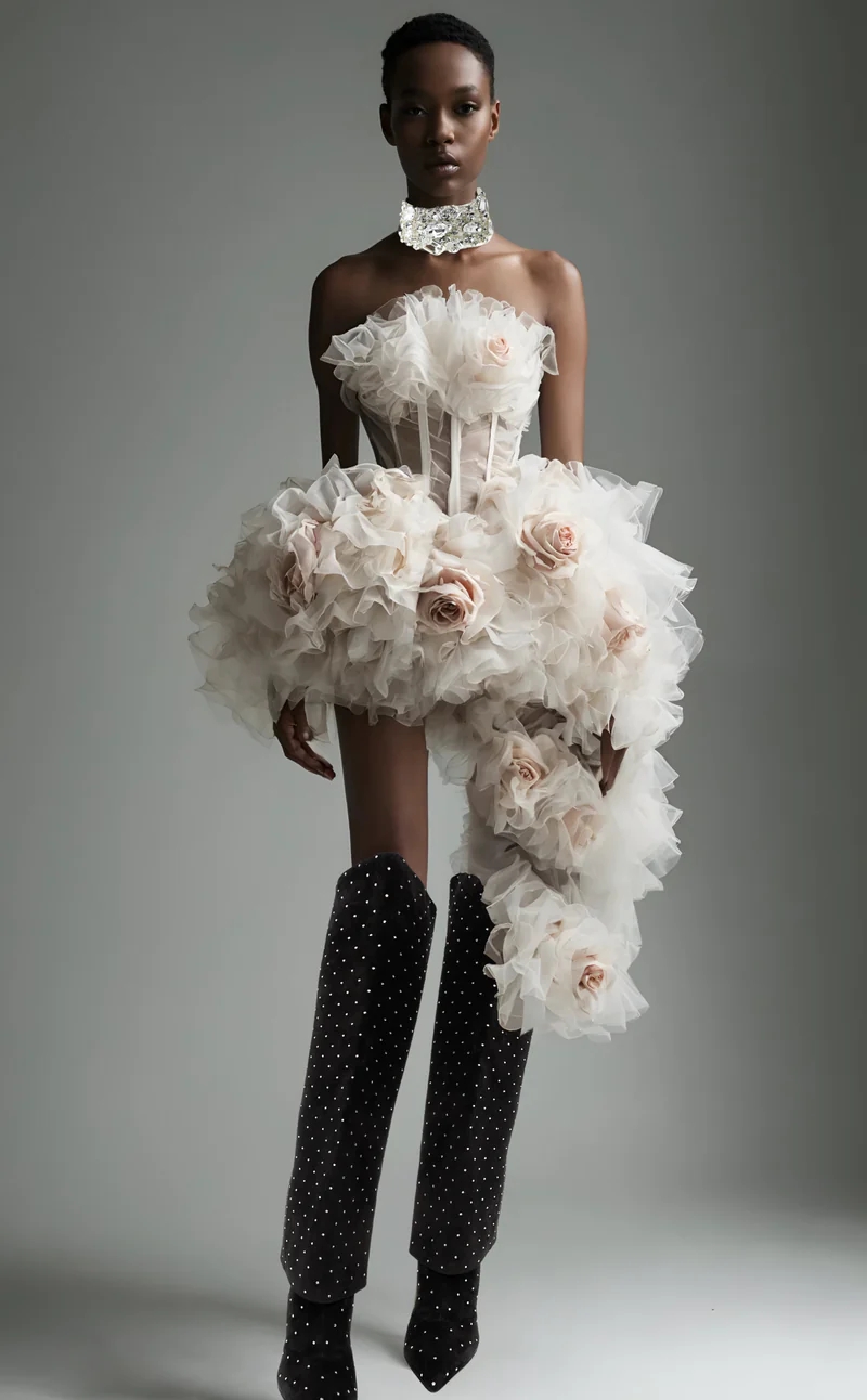 Gothic Asymmetrical Floral Sho - Women Formal Event Wear ulasan dan harga