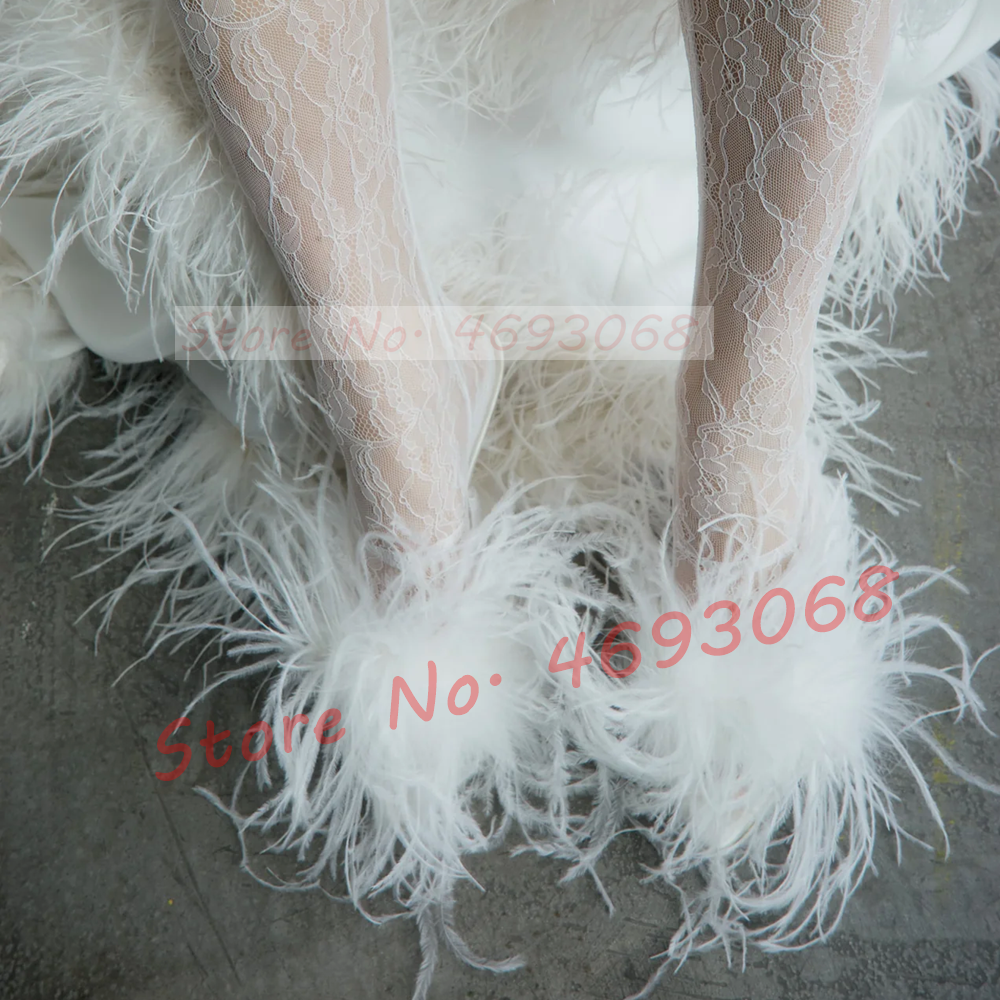 White Ostrich Feather Heeled S - Women Formal Wear For Wedding ulasan dan harga
